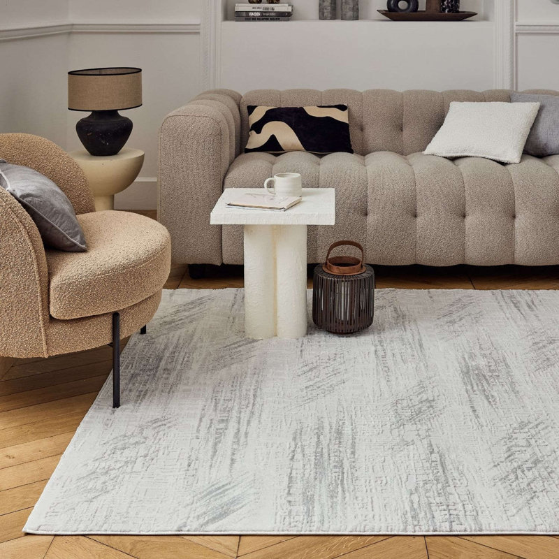 Carmel Modern Abstract Cream/Grey Area Rug, Rectangle 240 x 340 cm