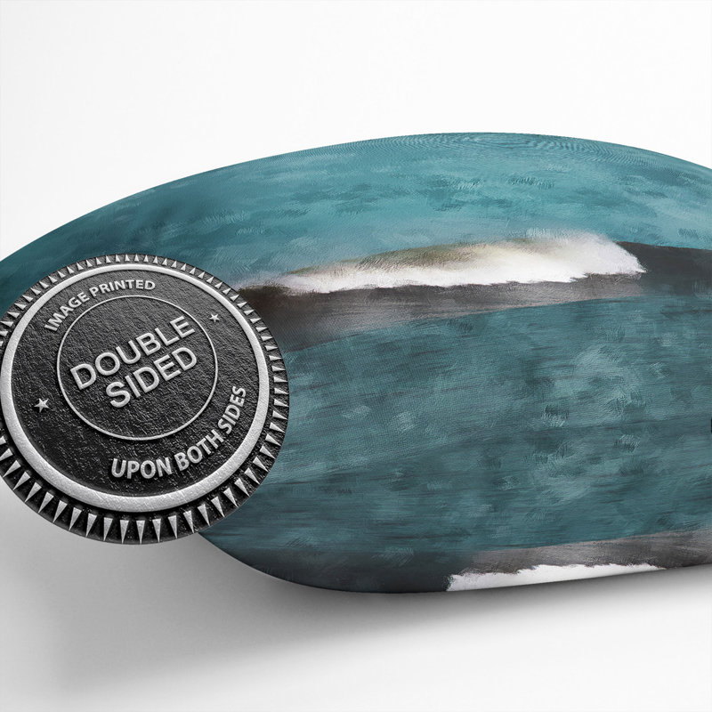 Wave Curl Painting Cushion with Filling, 40cm H x 40cm W x 15cm D