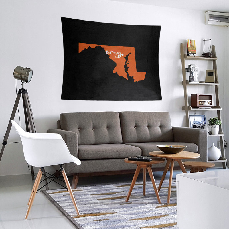 Tapisserie de Baltimore, Maryland, H 27,5 po x l 37,5 po, Noir / Orange