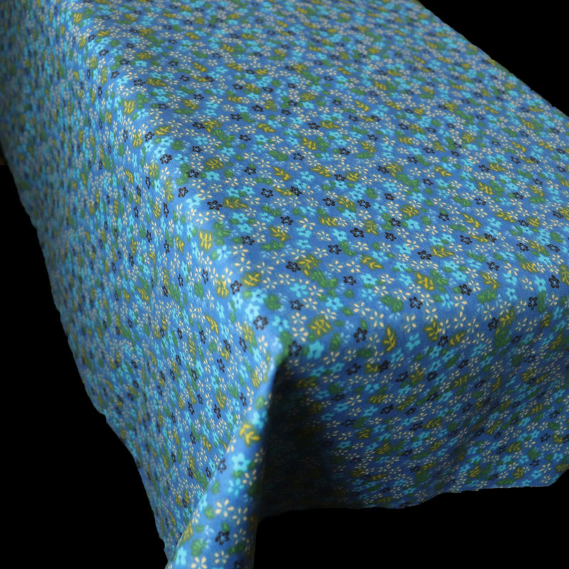 Small Flowers Allover Print Tablecloths, Blue, 58" W x 72" L