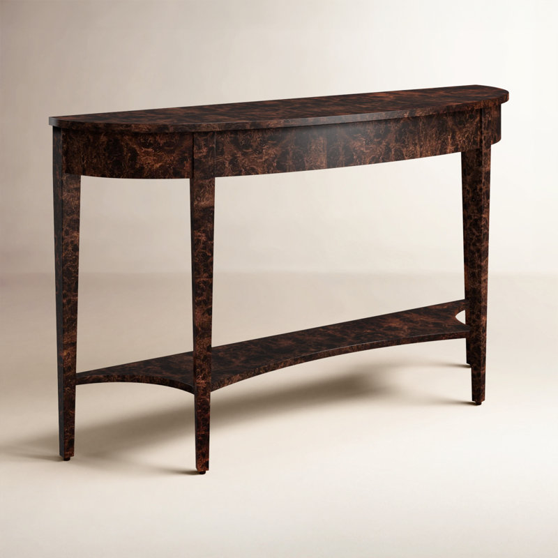 Astor 54"W Demilune Console Table, Dark Burl