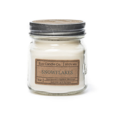 Snowflakes Scented Jar Candle with Glass Holder