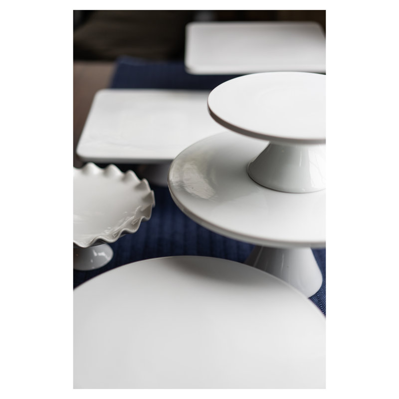 White Ceramic Round Pedestal Cake Stand, 8.5"