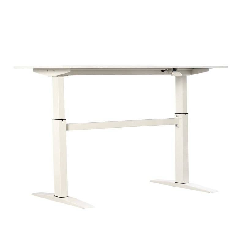 Bureau assis-debout blanc de 119 cm (47 po), réglage manuel, capacité de 100 kg (220 lb), bureau moderne blanc, réglage de la hauteur pour une productivité accrue
