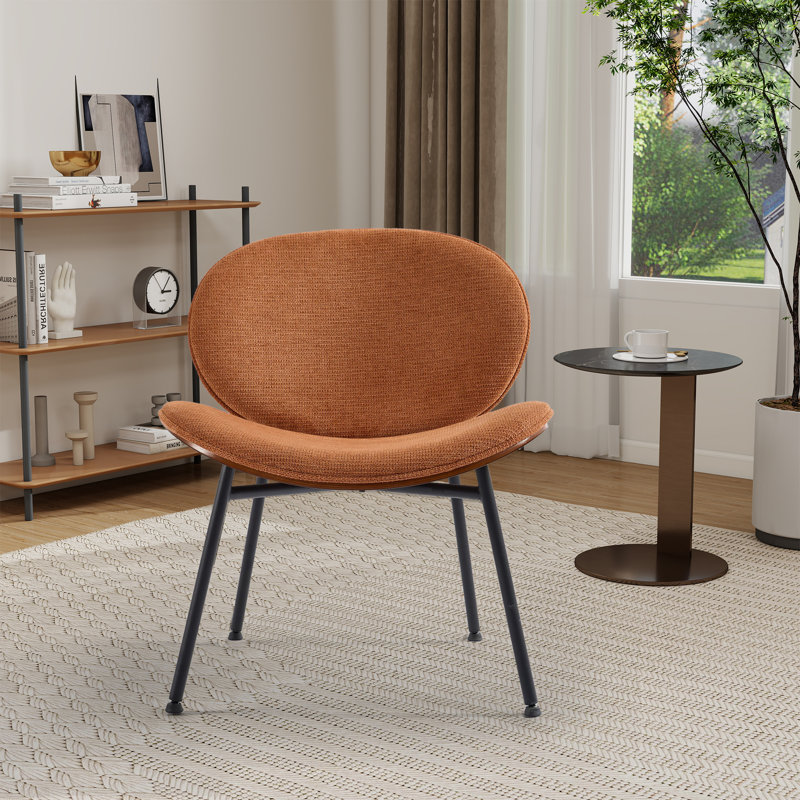 Mid-century Modern  Chair Single Side Chair Tripod,orange Fabric Lounge Chair In Walnut Finish Comfortable Backrest,orange