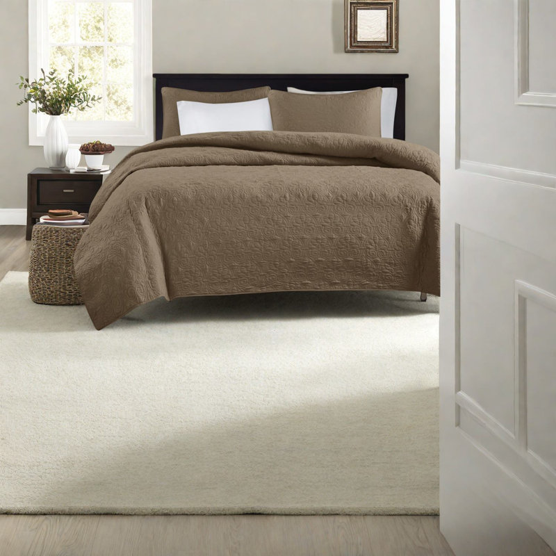 Ensembles de literie réversibles en coton, courtepointe moka confortable pour la maison