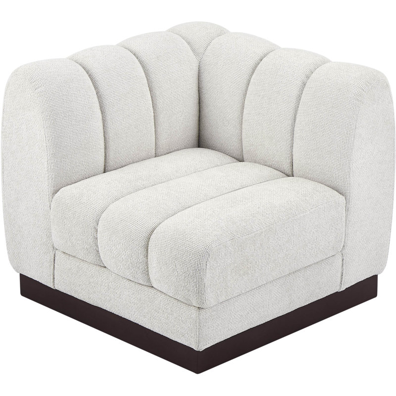 Quinn Chenille Fabric Corner Chair, Cream Chenille Fabric