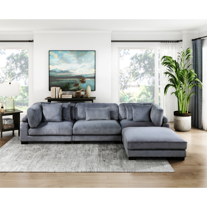 Chaise modulaire en tissu de velours côtelé 1pc