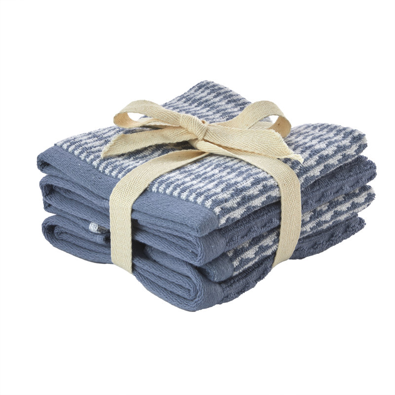 Kyng Cotton Midweight Jacquard Washcloth, Denim Blue