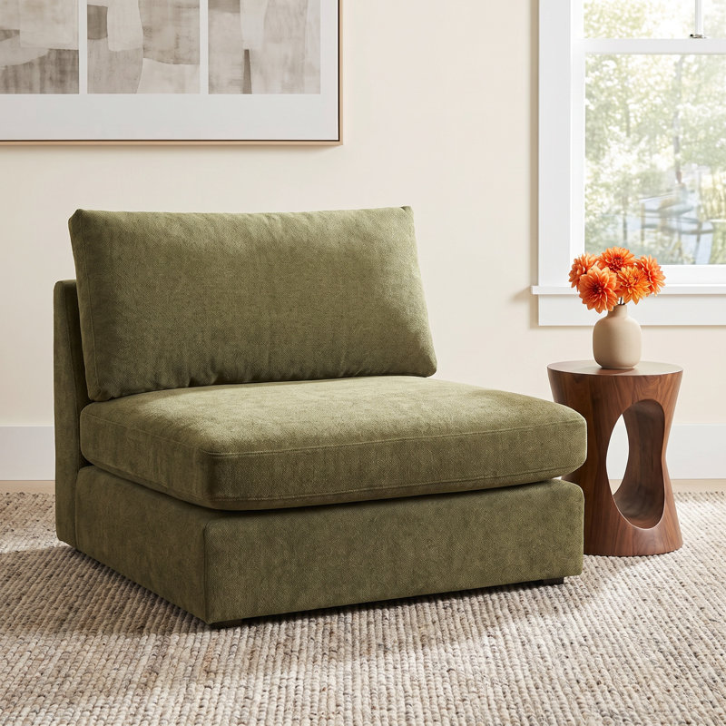 Ojai Upholstered Accent Chair, Green Chenille