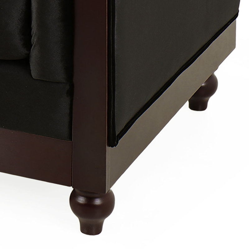 Canapé Chesterfield 2 places rembourré en velours, Noir, noir, noir, noir