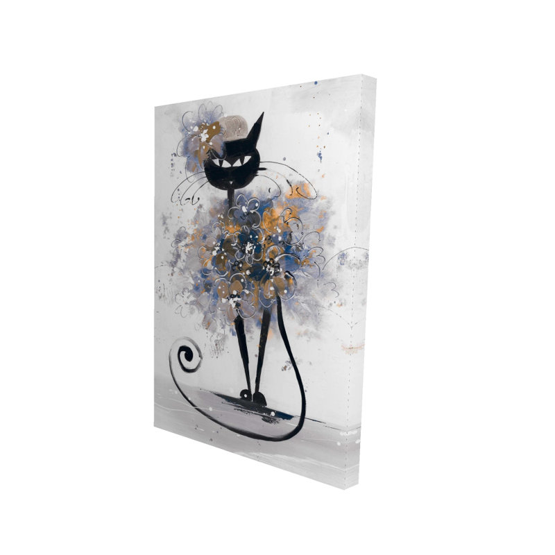 Cartoon Black Cat - Gold Retro Canvas for Home Decor