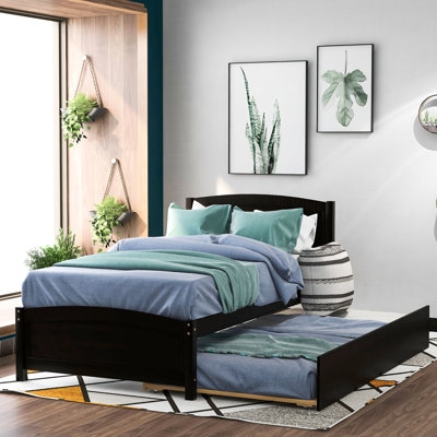 Twin Size Platform Bed With Trundle, Color - Solid Wood For An Elegant Bedroom -colored Wonderful Trundle A Great