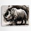 Faune, rhinocéros blanc, beige, art mural en métal-1424606396