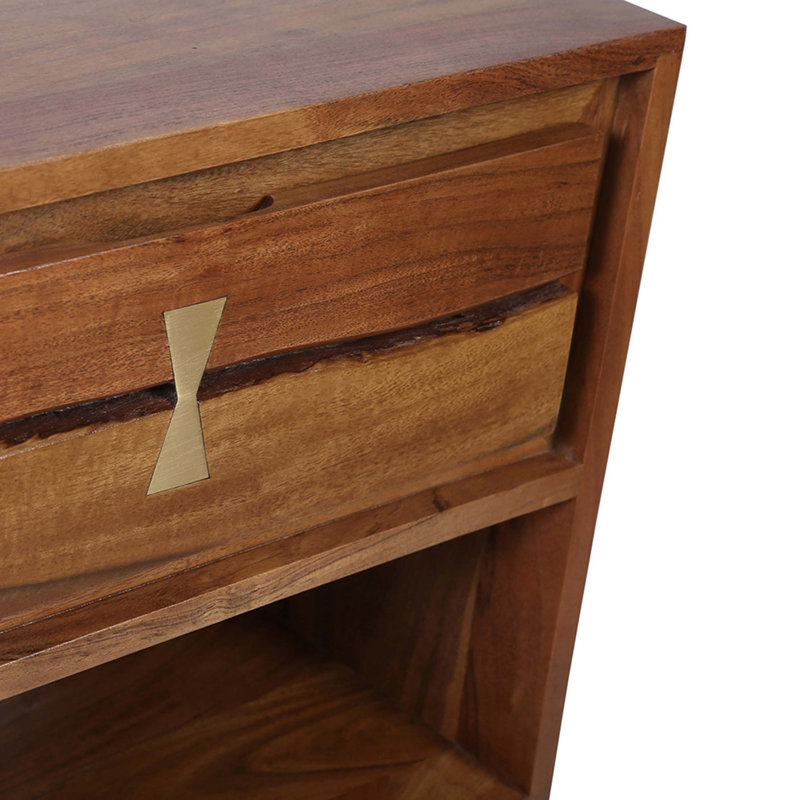 Table de chevet en bois d'acacia