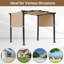 2.96 X 2.45m Khaki Steel Retractable Pergola, Outdoor Garden Gazebo With Adjustable Overhead And Two Side Sun Canopy