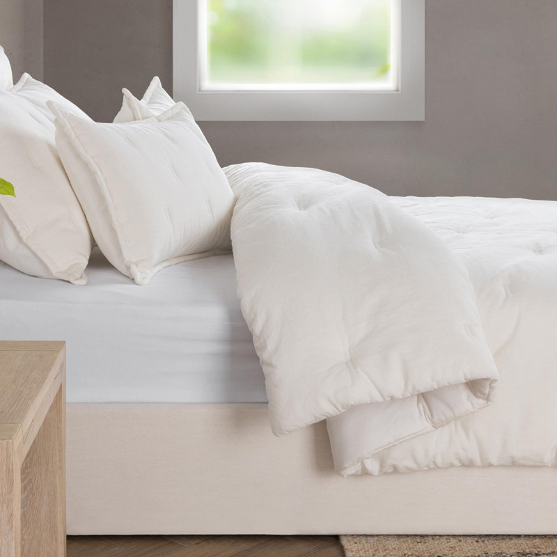 Talia Linen Comforter Set, Cloud, King
