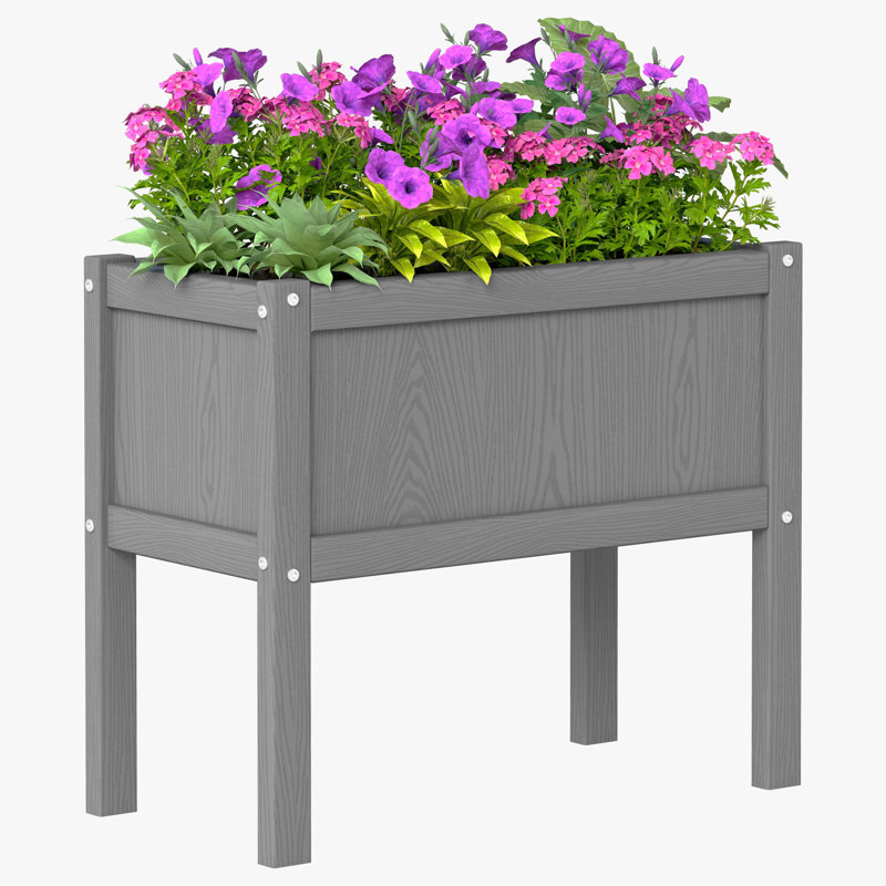 Elevated Raised Planter Box HDPE Waterproof, Gray
