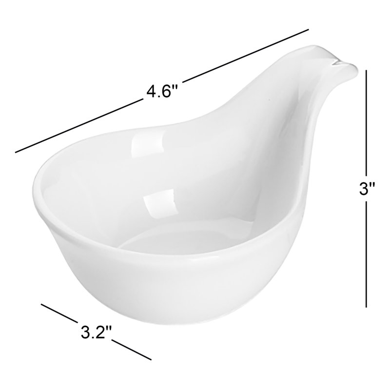 4.8" Ceramic Dipping Bowls Set - 6 Piece, Handled Sauce Cups for Parties