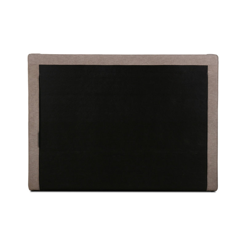 King Taupe Cotton Blend Upholstered Bed with Headboard