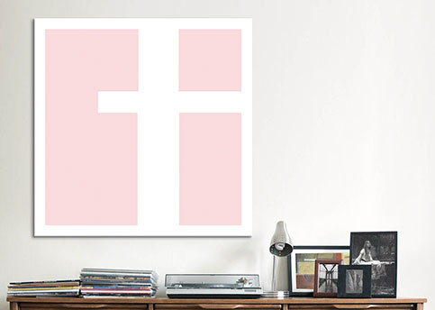 « the type »-impression sans cadre sur toile, T, H 12 po x l 12 po x P 1,5 po