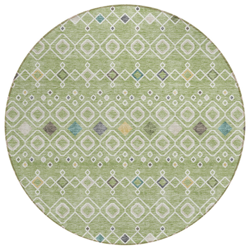 Aleighna Area Rug with Non-Slip Backing, Round 8'
