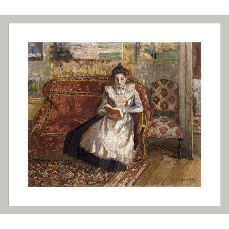 «Jeanne Pissarro lecture» par Camille Pissarro, impression giclée encadrée, H 23,5 po x l 26,95 po