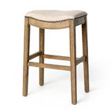 Maven Lane Adrien Backless Saddle Kitchen Counter Stool with Fabric Upholstery
