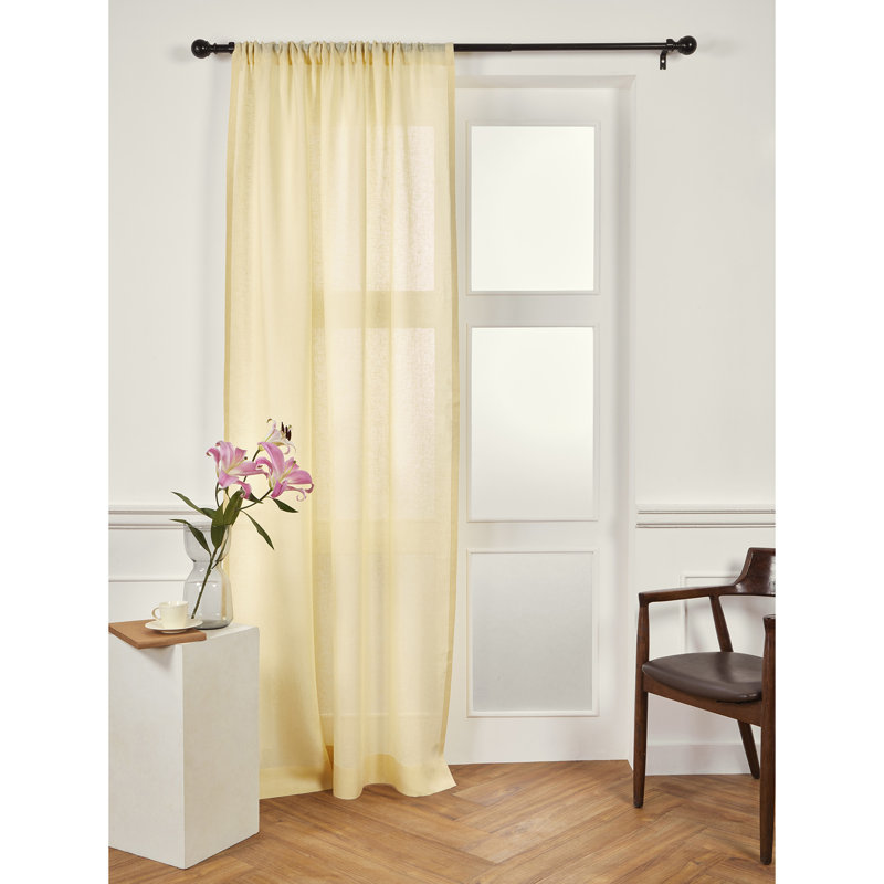 Sheer Curtain with Rod Pocket, 52" W x 63" L, Beige