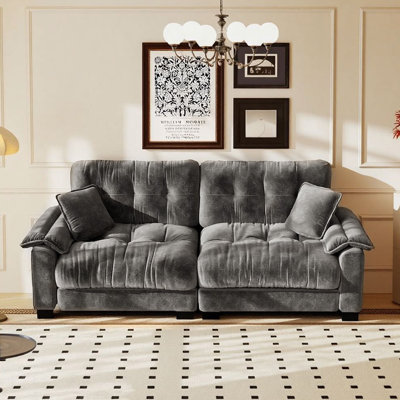 Canapé moderne plissé en chenille 3 places 94 po