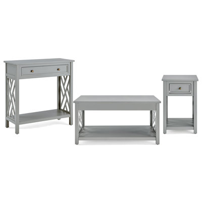 Ensemble 3 pièces Lund de 36 po de largeur avec 1 table basse, 1 table de bout et 1 console d'entrée avec rangement