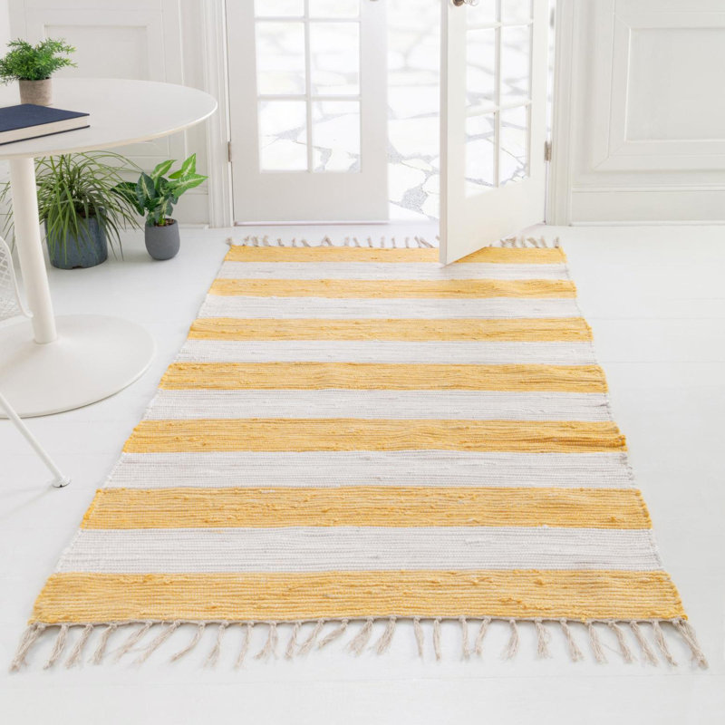 Abishanth Cotton Striped Indoor Rug, Rectangle 2'2" x 3'1"