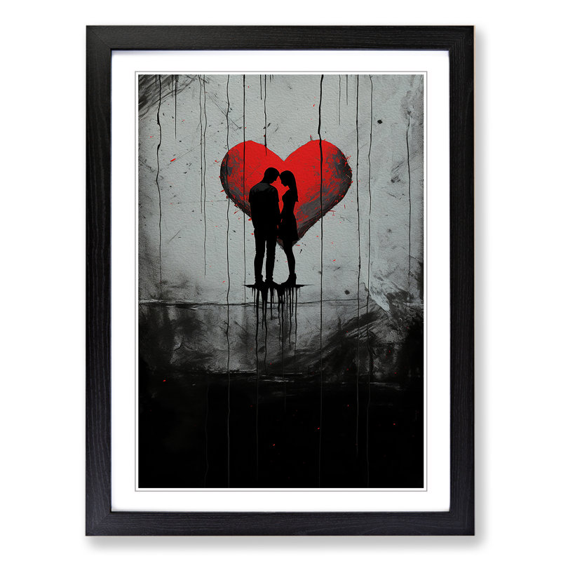 Lovers Minimalism No.2 - Single Picture Frame Print on Wood, Black Framed, 64cm H x 46cm W x 2cm D