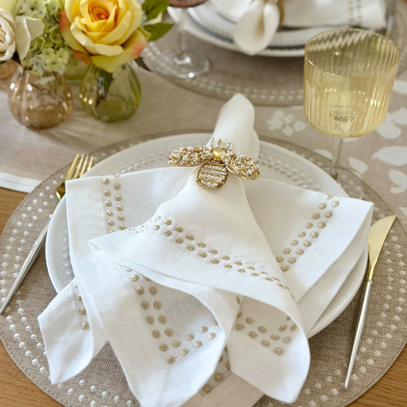 Pearls Square Napkins, Beige