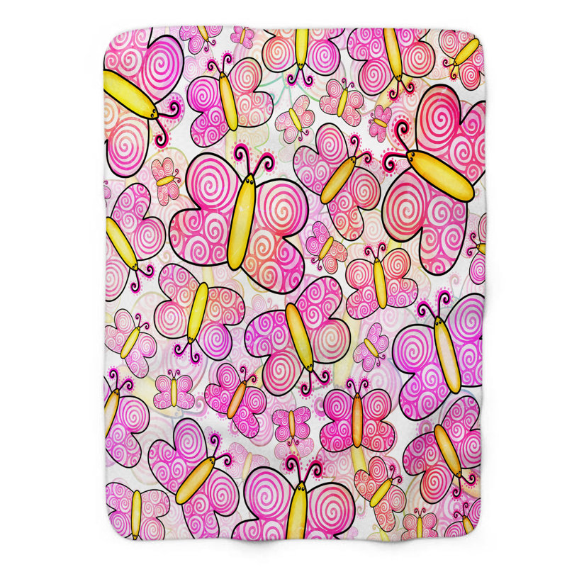 Hand-drawn Butterfly Beauty - 1 Piece Premium Sherpa Blanket, L 60 po x L 80 po