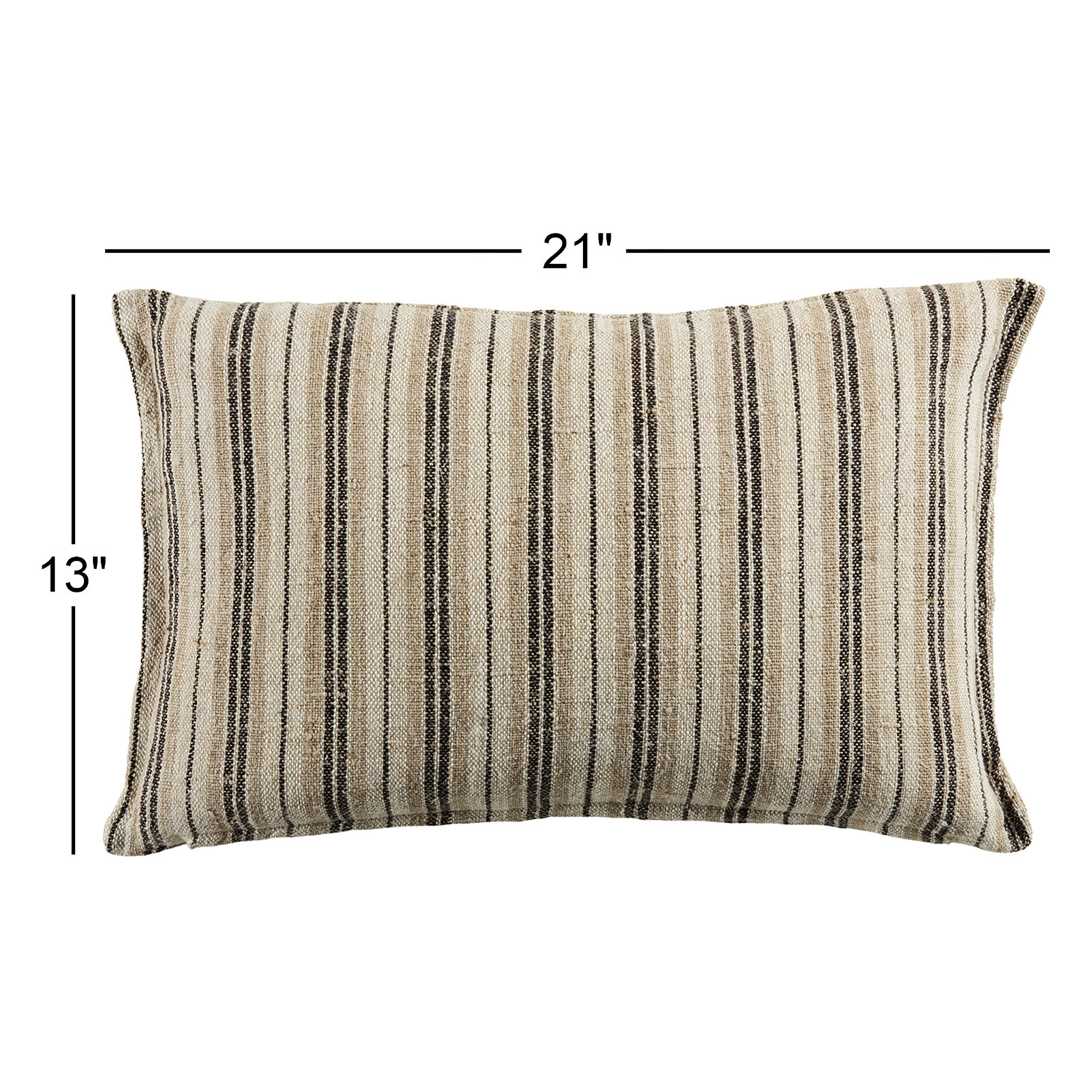 Regent Striped Linen Lumbar Throw Pillow, Pillow Cover Only - No Insert, Dark Brown, Rectangle 13"H x 21"W