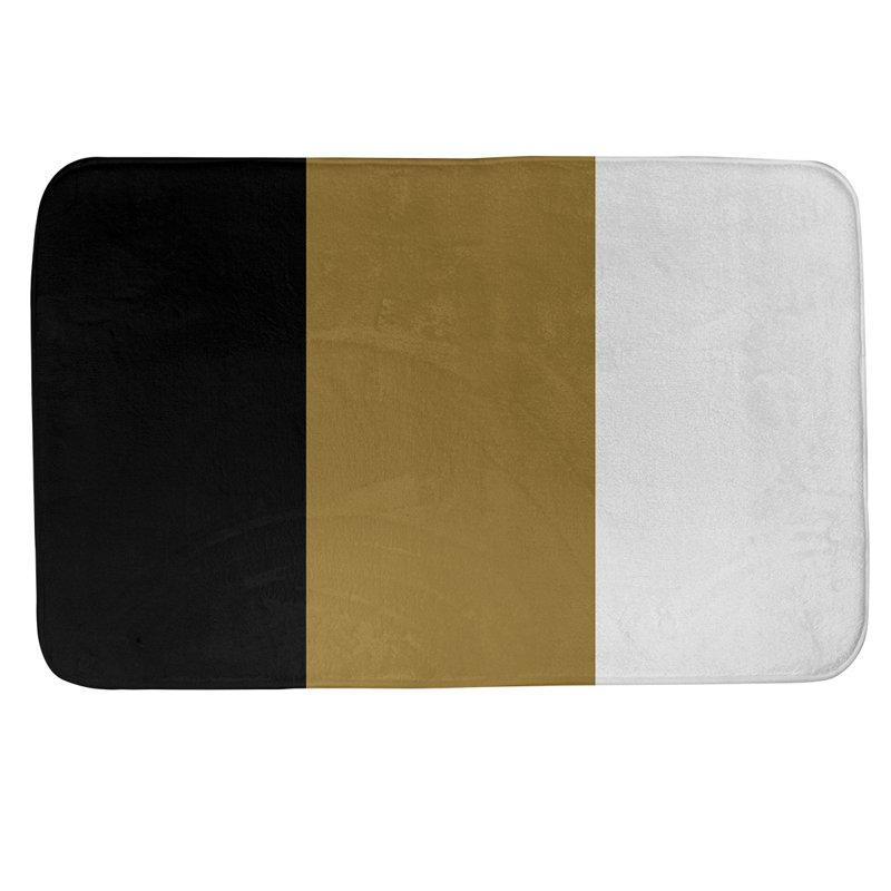 Memory Foam Non-Slip Bath Rug, 21" W x 34" L, Black/Gold, Oklahoma 