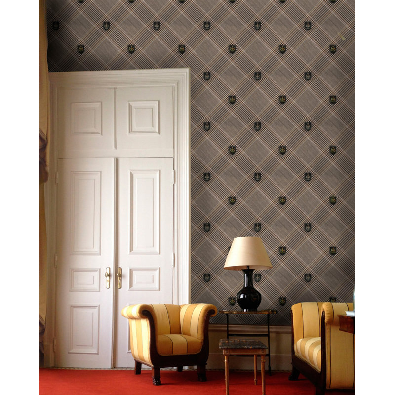 World Of Fabrics Plaid Wallpaper Roll, Brown/Black