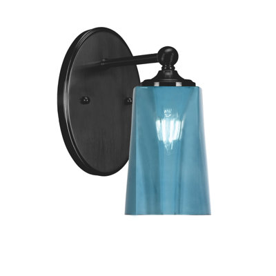 Applique murale Sadea, fini noir mat, 11,4 cm (L) x 16,5 cm (H), verre dégradé bleu