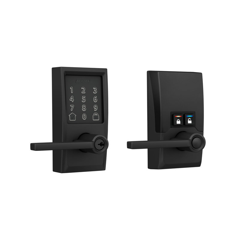 Encode Smart Wifi Lever With Latitude Lever And Century Trim, Matte Black