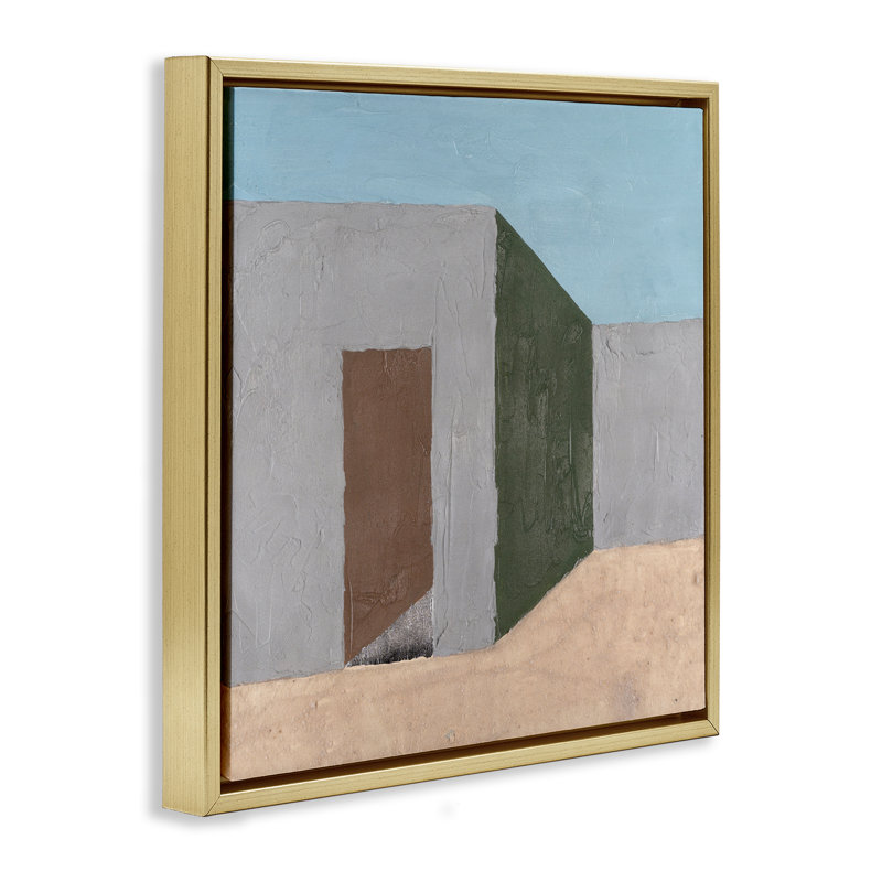 «Southwestern Adobe House», art mural encadré par Michael Willett, Cadre flottant métallique doré, H 18 po x l 18 po