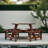 Tanaiya Outdoor 8-Person Round Picnic Table with 4 Built-in Benches-510077012