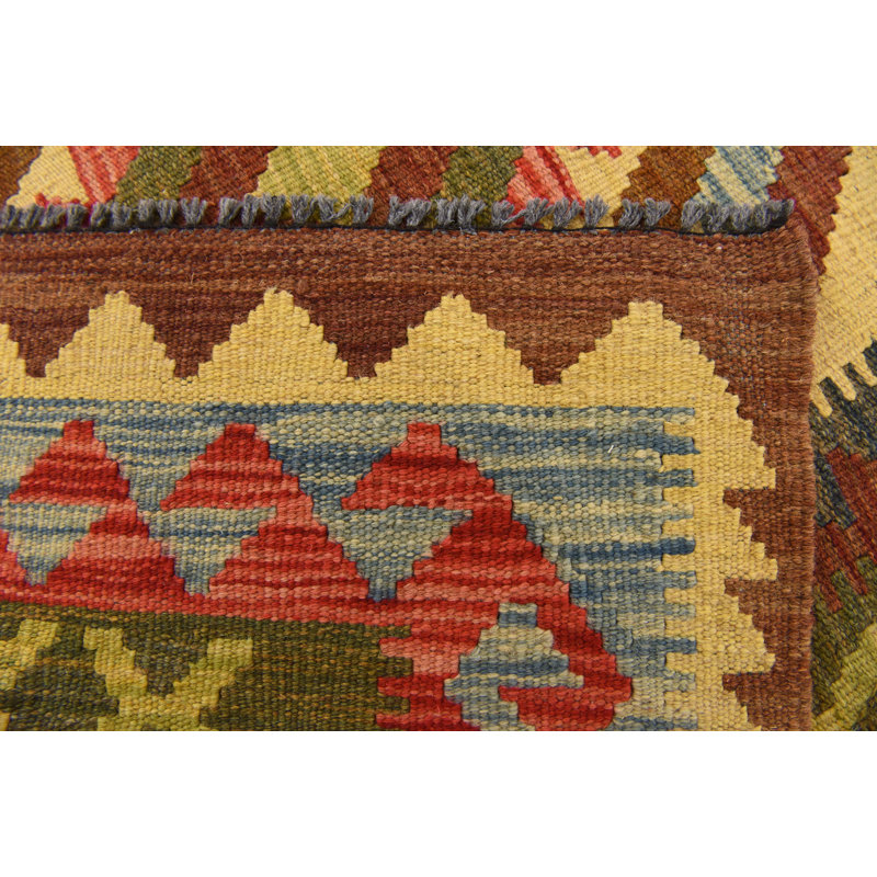 Tapis de zone en laine 3 pi 5 po x 3 pi 8 po main-of-kind noué la brown Doorfield