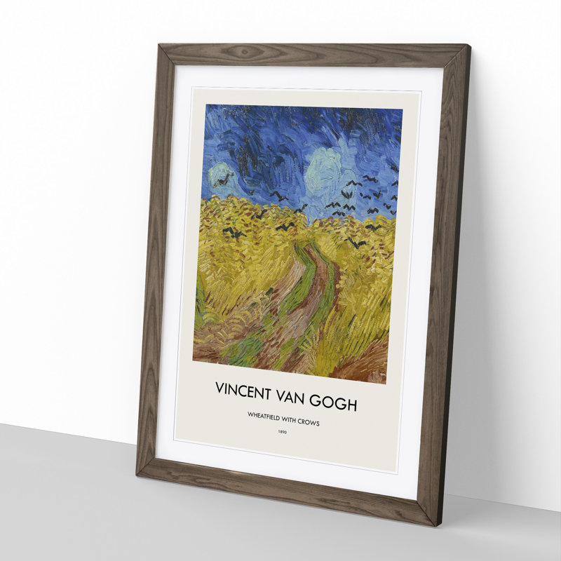 Wheatfield with Crows by Vincent Van Gogh - Picture Frame Art Prints, 48cm H x 36cm W x 2cm D, Walnut Framed