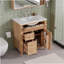 Meuble-lavabo de salle de bain avec lavabo, meuble-lavabo en bois avec tiroir rabattable, 2 tiroirs à fermeture en douceur, 1 porte à fermeture en douceur