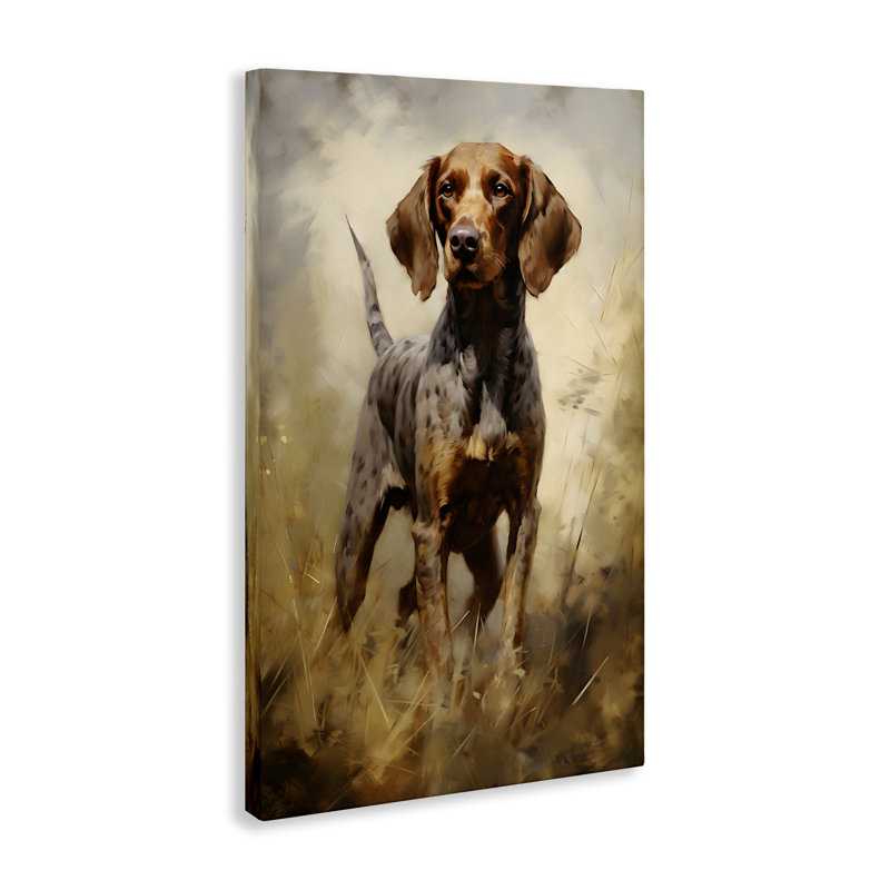 Art sur toile alerte chien de chasse par Petal Prints Design, H 24 po x l 16 po
