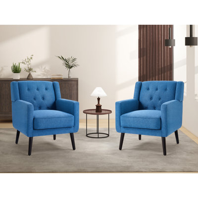 Fauteuil d'appoint rembourré capitonné de 29 po de largeur avec pieds en bois massif