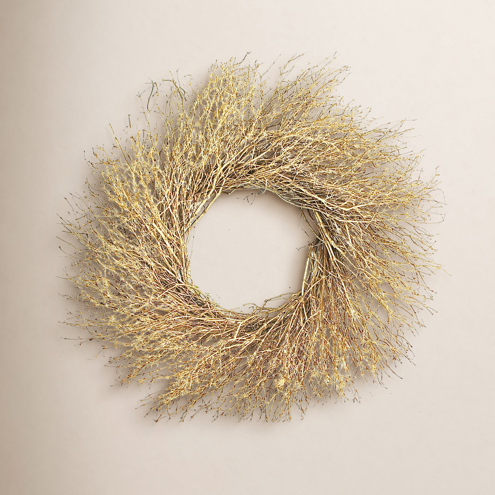 22'' Handcrafted Dried Twig Wreath, Gold