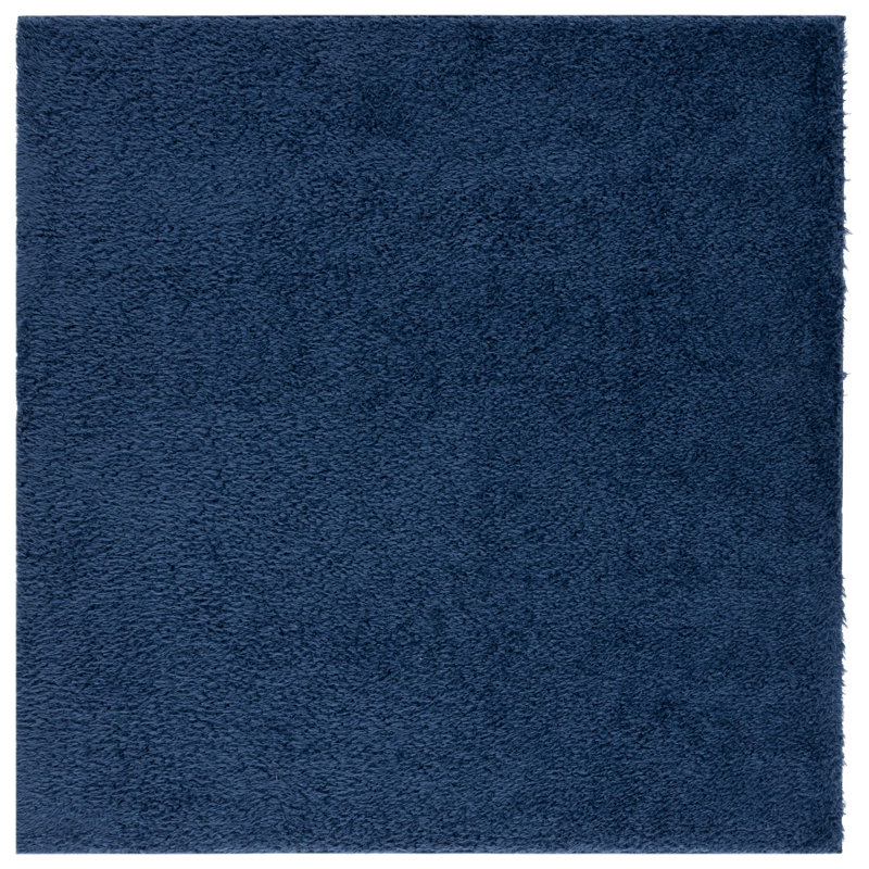 Brelee Solid Color Machine Woven Polyester Area Rug in Navy, Square 6'7"