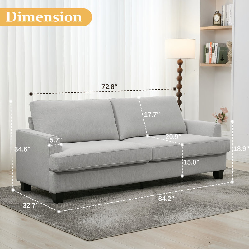 Canapé moderne à 3 places avec coussin très épais Cloud, Gris